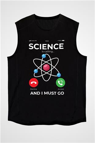 Bilim Arıyor Baskılı Unisex Kolsuz Siyah Tişört - Tshirt