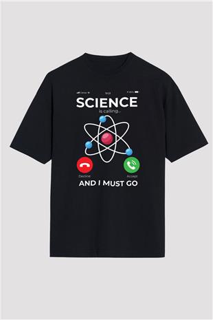 Bilim Arıyor Baskılı Unisex Oversize Tişört - Tshirt