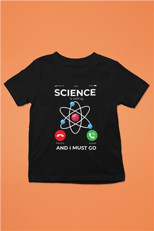 Bilim Arıyor Baskılı Unisex Siyah Çocuk Tişörtü - Tshirt