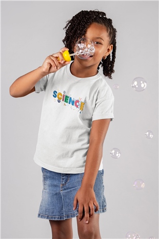 Bilim Atom Mıknatıs Baskılı Unisex Beyaz Çocuk Tişört