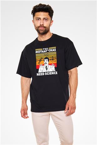 Bilim Baskılı Unisex Oversize Tişört - Tshirt