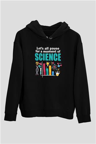 Bilim Fizik Kimya Biyoloji Baskılı Unisex Siyah Hoodie
