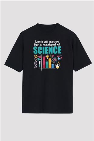 Bilim Fizik Kimya Biyoloji Baskılı Unisex Oversize Tişört - Tshirt