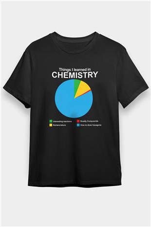 Bilim Kimya Grafik Baskılı Unisex Siyah Tişört - Tshirt