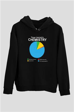 Bilim Kimya Grafik Baskılı Unisex Siyah Hoodie