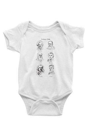 Bilim Kulübü Fizikçiler Baskılı Unisex Beyaz Bebek Body - Zıbın