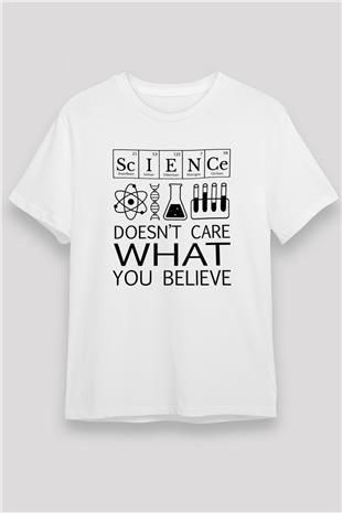 Bilim Laboratuar Araçları Baskılı Unisex Beyaz Tişört - Tshirt