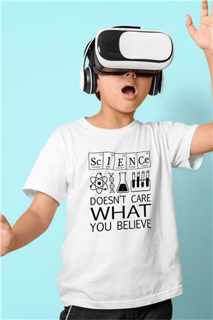 Bilim Laboratuar Araçları Baskılı Unisex Beyaz Çocuk Tişörtü - Tshirt
