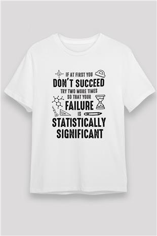 Bilim Yazı Baskılı Unisex Beyaz Tişört - Tshirt