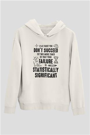 Bilim Yazı Baskılı Unisex Ekru Hoodie