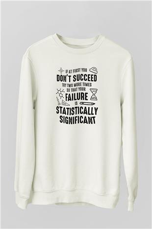 Bilim Yazı Baskılı Unisex Ekru Sweatshirt