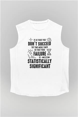 Bilim Yazı Baskılı Unisex Kolsuz Beyaz Tişört - Tshirt