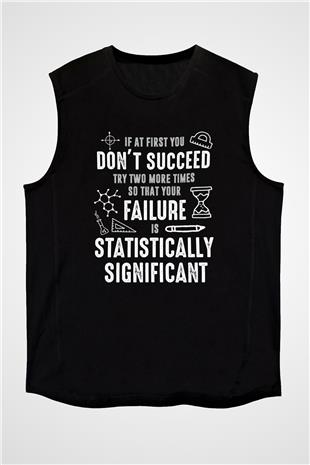Bilim Yazı Baskılı Unisex Kolsuz Siyah Tişört - Tshirt