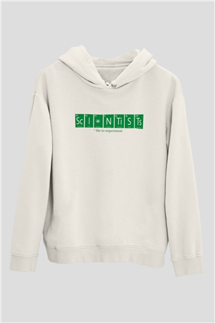 Bilimadamı Beyaz Unisex Kapüşonlu Sweatshirt