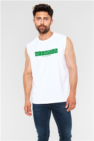 Bilimadamı Beyaz Unisex Kolsuz Tişört