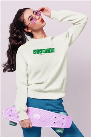 Bilimadamı Beyaz Unisex Sweatshirt
