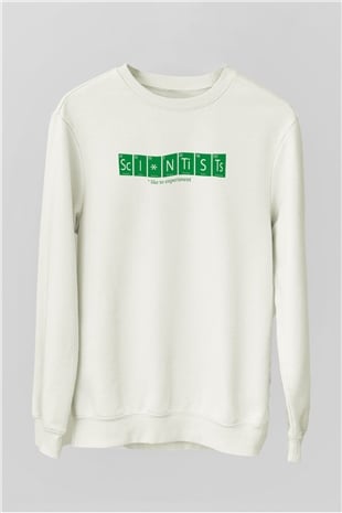 Bilimadamı Beyaz Unisex Sweatshirt