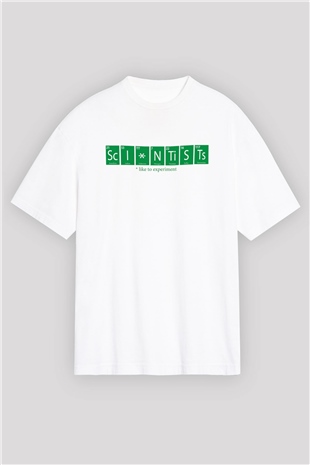 Bilimadamı Beyaz Oversize Tişört Oversize T-shirt - TişörtFabrikası