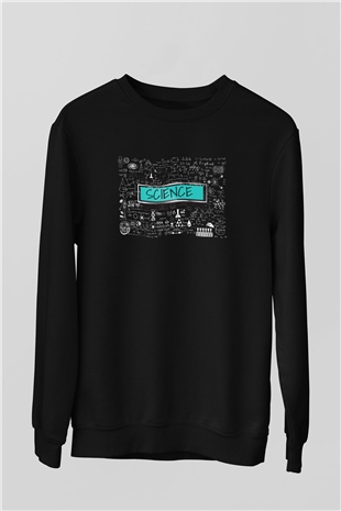 Bilimin Tüm Dalları Semboller Baskılı Unisex Siyah Sweatshirt