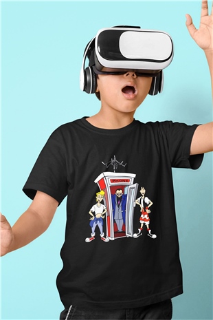 Bill and Teds Excellent Adventure Baskılı Siyah Unisex Çocuk Tişört