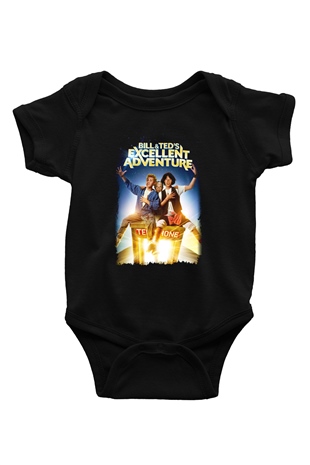 Bill and Teds Excellent Adventure Baskılı Siyah Bebek Body - Zıbın