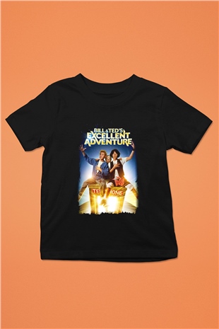 Bill and Teds Excellent Adventure Baskılı Siyah Unisex Çocuk Tişört