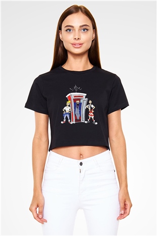 Bill and Teds Excellent Adventure Siyah Crop Top Tişört