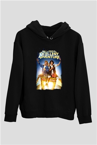 Bill and Teds Excellent Adventure Siyah Unisex Kapüşonlu Sweatshirt