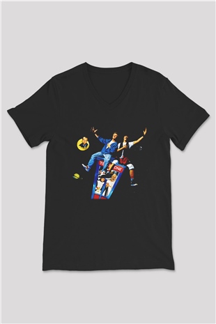 Bill and Teds Excellent Adventure Siyah Unisex V Yaka Tişört