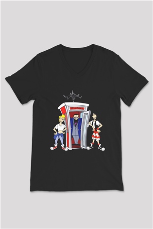 Bill and Teds Excellent Adventure Siyah Unisex V Yaka Tişört