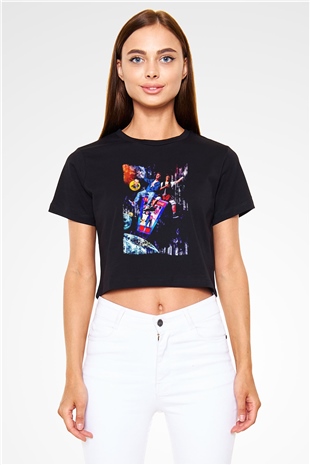 Bill and Teds Excellent Adventure Siyah   Crop Top Tişört