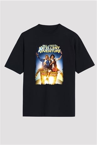 Bill and Teds Excellent Adventure Siyah Unisex Oversize Tişört