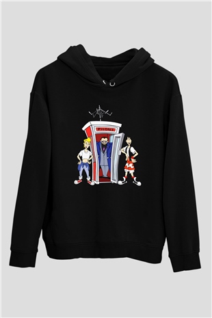 Bill and Teds Excellent Adventure Siyah Unisex Kapüşonlu Sweatshirt