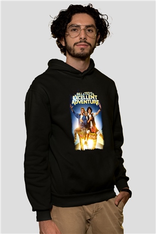 Bill and Teds Excellent Adventure Siyah Unisex Kapüşonlu Sweatshirt