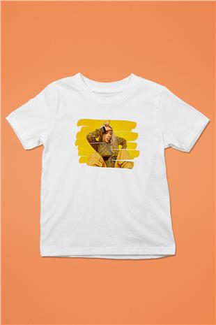 Billie Eilish Baskılı Beyaz Unisex Beyaz Çocuk Tişört - Tshirt