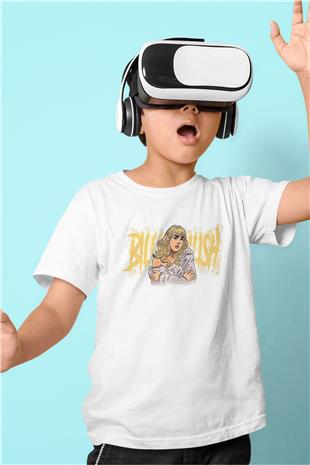 Billie Eilish Baskılı Beyaz Unisex Beyaz Çocuk Tişört - Tshirt