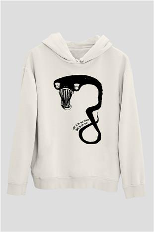 Billie Eilish Baskılı Beyaz Unisex Kapüşonlu Sweatshirt