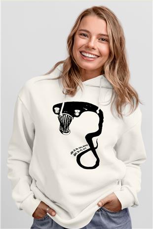 Billie Eilish Baskılı Beyaz Unisex Kapüşonlu Sweatshirt