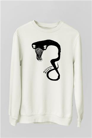 Billie Eilish Baskılı Beyaz Unisex Sweatshirt