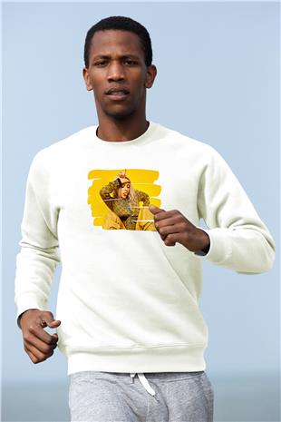 Billie Eilish Baskılı Beyaz Unisex Sweatshirt