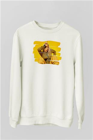 Billie Eilish Baskılı Beyaz Unisex Sweatshirt
