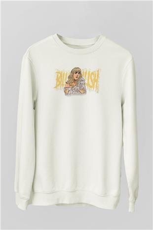 Billie Eilish Baskılı Beyaz Unisex Sweatshirt