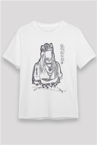 Billie Eilish Baskılı Unisex Beyaz Tişört - Tshirt