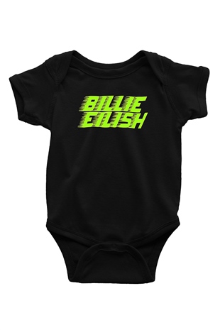 Billie Eilish Baskılı Unisex Siyah Bebek Body - Zıbın