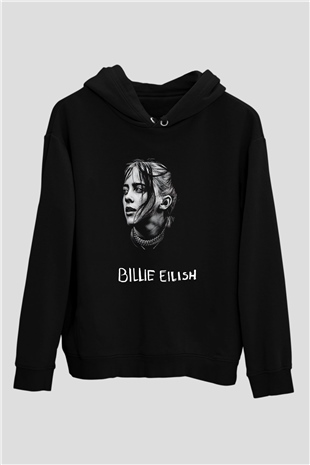 Billie Eilish Baskılı Unisex Siyah Hoodie