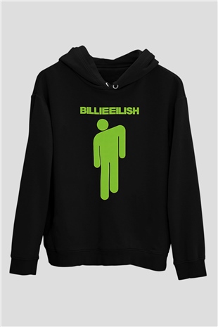 Billie Eilish Baskılı Unisex Siyah Hoodie