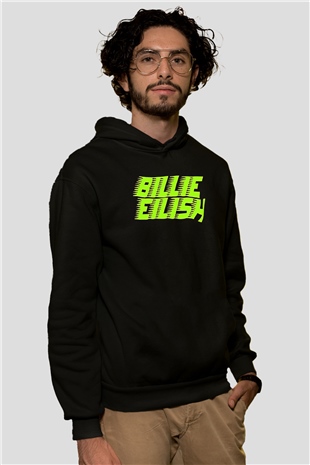 Billie Eilish Baskılı Unisex Siyah Hoodie