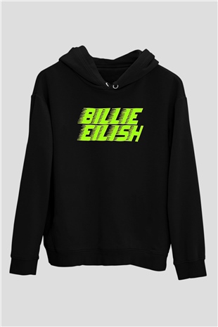 Billie Eilish Baskılı Unisex Siyah Hoodie
