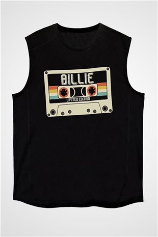 Billie Eilish Baskılı Unisex Siyah Kolsuz Tişört - Tshirt