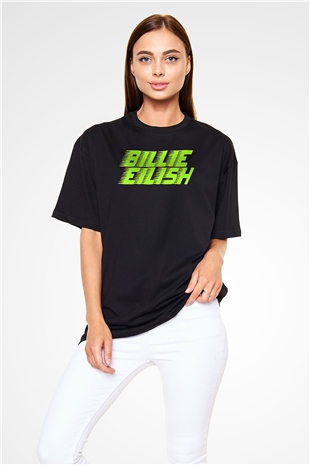 Billie Eilish Baskılı Unisex Siyah Oversize Tişört - Tshirt